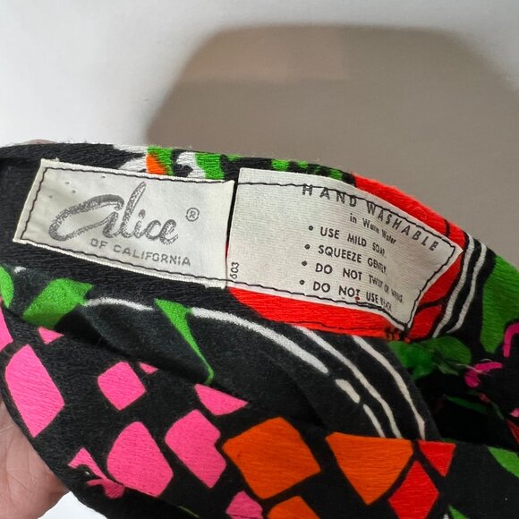 Vintage ALICE Of California Culottes Pants 60s 70s Wide Leg Palazzo Black Floral - Picture 10 of 10